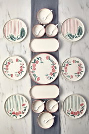 Hermia MCH10441 Juego de Desayuno de Cerámica de 15 Piezas para Lujo y Elegancia